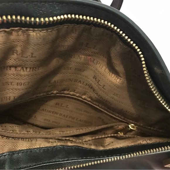 Lauren by Ralph Lauren Black Leather Crossbody Bag Gold Hardware - Picture 10 of 12